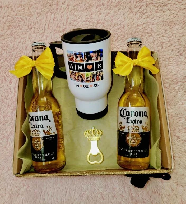 Caja con jarra termica, pareja de cervezas Corona con abridor's foto | SOUVENIR |  BizneCubano