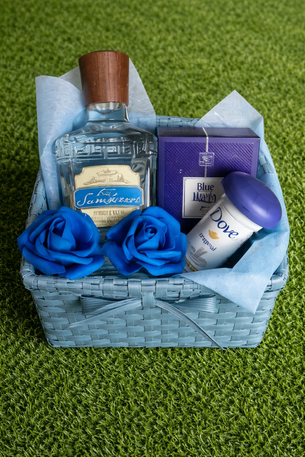 Cesta cuadrada con Tequila y aseo's foto | SOUVENIR |  BizneCubano